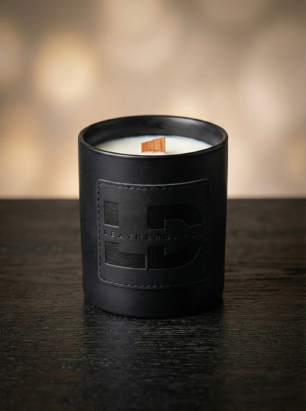 LeatherDaddy Signature Candle — Hand-Poured Soy Wax with Crackling Wooden Wick (10oz & 16oz)
