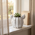 Barrel Cactus Planter, Gypsum White 3.5"